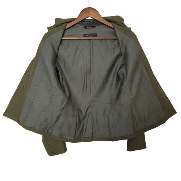Rag & Bone Marshall Military Wool Jacket Womens Size 2 Olive Green Made in USA - Picture 5 of 8